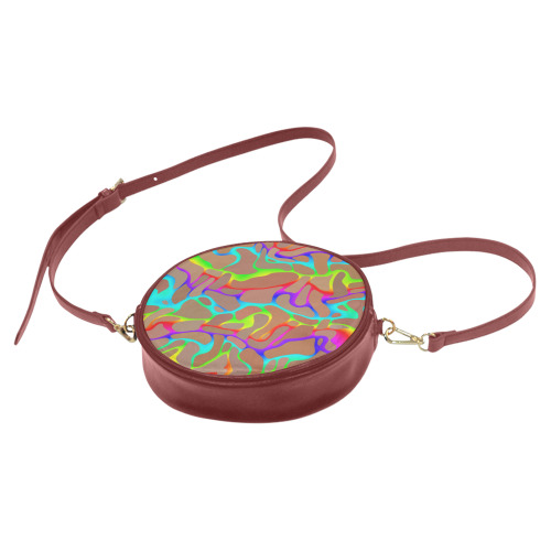 Colorful wavy shapes Round Sling Bag (Model 1647)