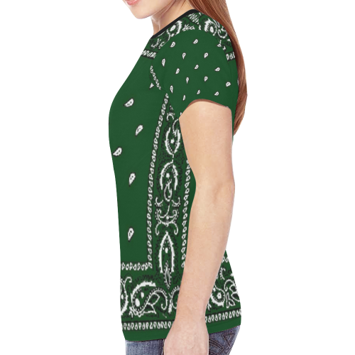 KERCHIEF PATTERN GREEN New All Over Print T-shirt for Women (Model T45)