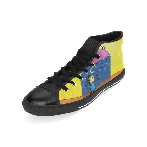 We Only Come Out At Night High Top Canvas Shoes for Kid (Model 017)