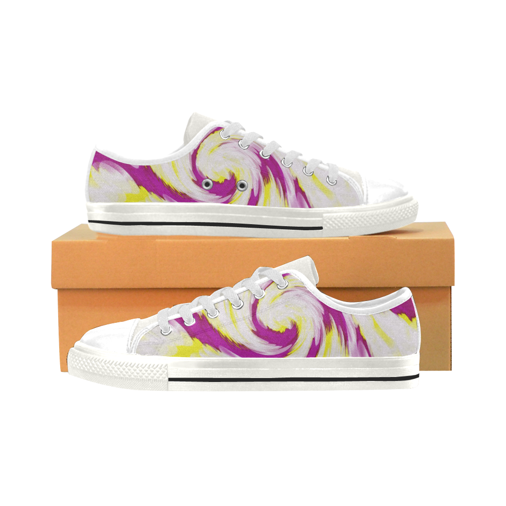 Pink Yellow Tie Dye Swirl Abstract Men's Classic Canvas Shoes (Model 018)