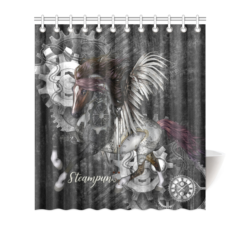 Aweswome steampunk horse with wings Shower Curtain 66"x72"