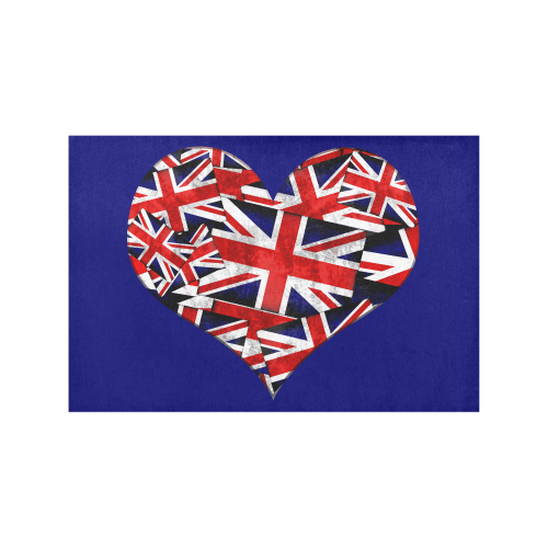 Union Jack British UK Flag Heart Blue Placemat 12’’ x 18’’ (Six Pieces)