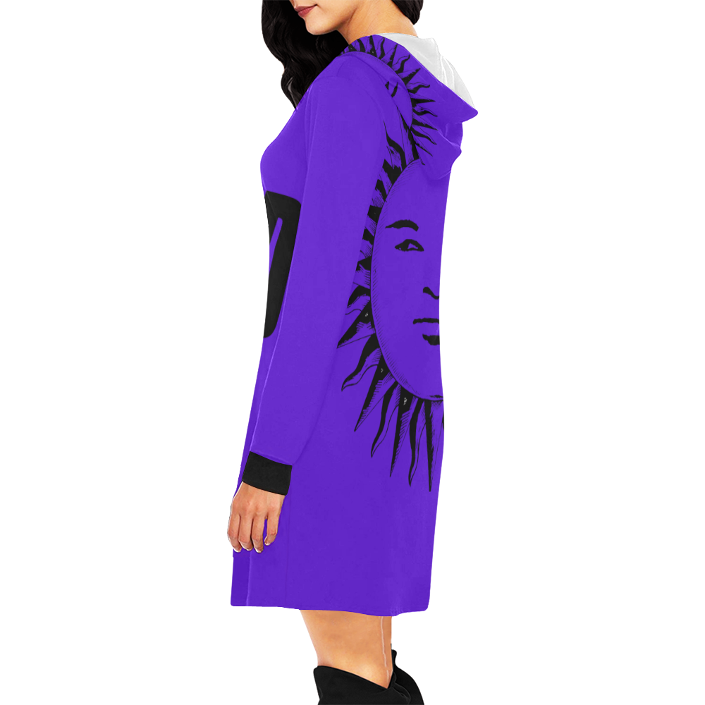 GOD Hoodie Dress Hot Purple All Over Print Hoodie Mini Dress (Model H27)