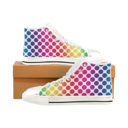 Rainbow Polka Dots High Top Canvas Shoes for Kid (Model 017)