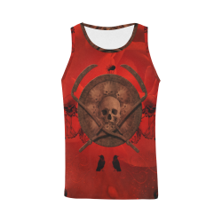 Skulls on red vintage background All Over Print Tank Top for Men (Model T43)