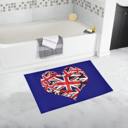 Union Jack British UK Flag Heart on Blue Bath Rug 20''x 32''