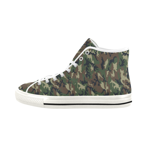 Woodland Forest Green Camouflage Vancouver H Women's Canvas Shoes (1013-1)