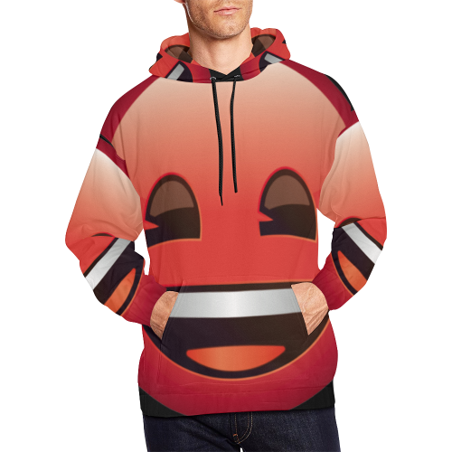 Red Smiley Face Emoji Rave All Over Print Hoodie for Men/Large Size (USA Size) (Model H13)