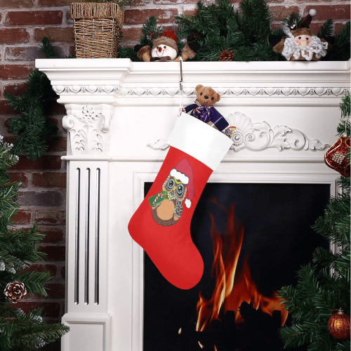Christmas Owl Red/White Christmas Stocking