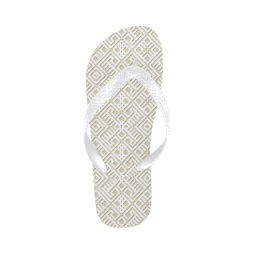 White 3D Geometric Pattern Flip Flops for Men/Women (Model 040)