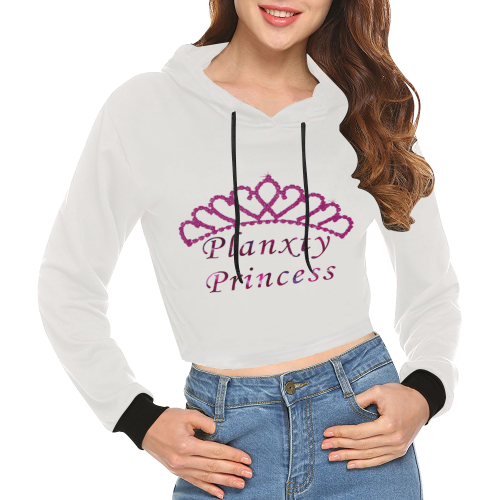 Planxty Princess Crop top white All Over Print Crop Hoodie for Women (Model H22)