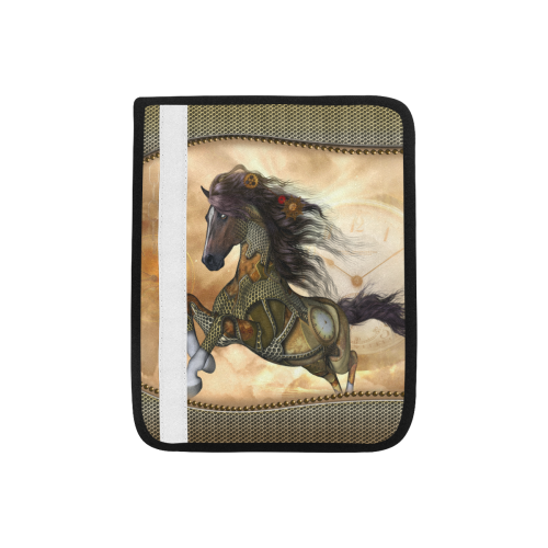 Aweseome steampunk horse, golden Car Seat Belt Cover 7''x8.5''