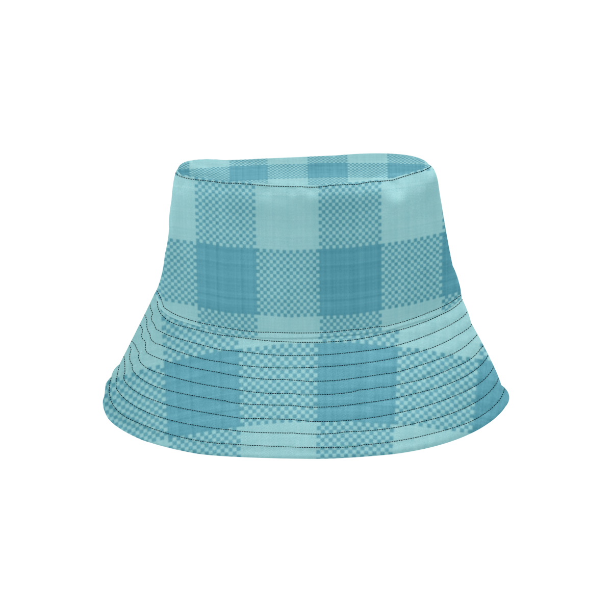 Turquoise Plaid All Over Print Bucket Hat