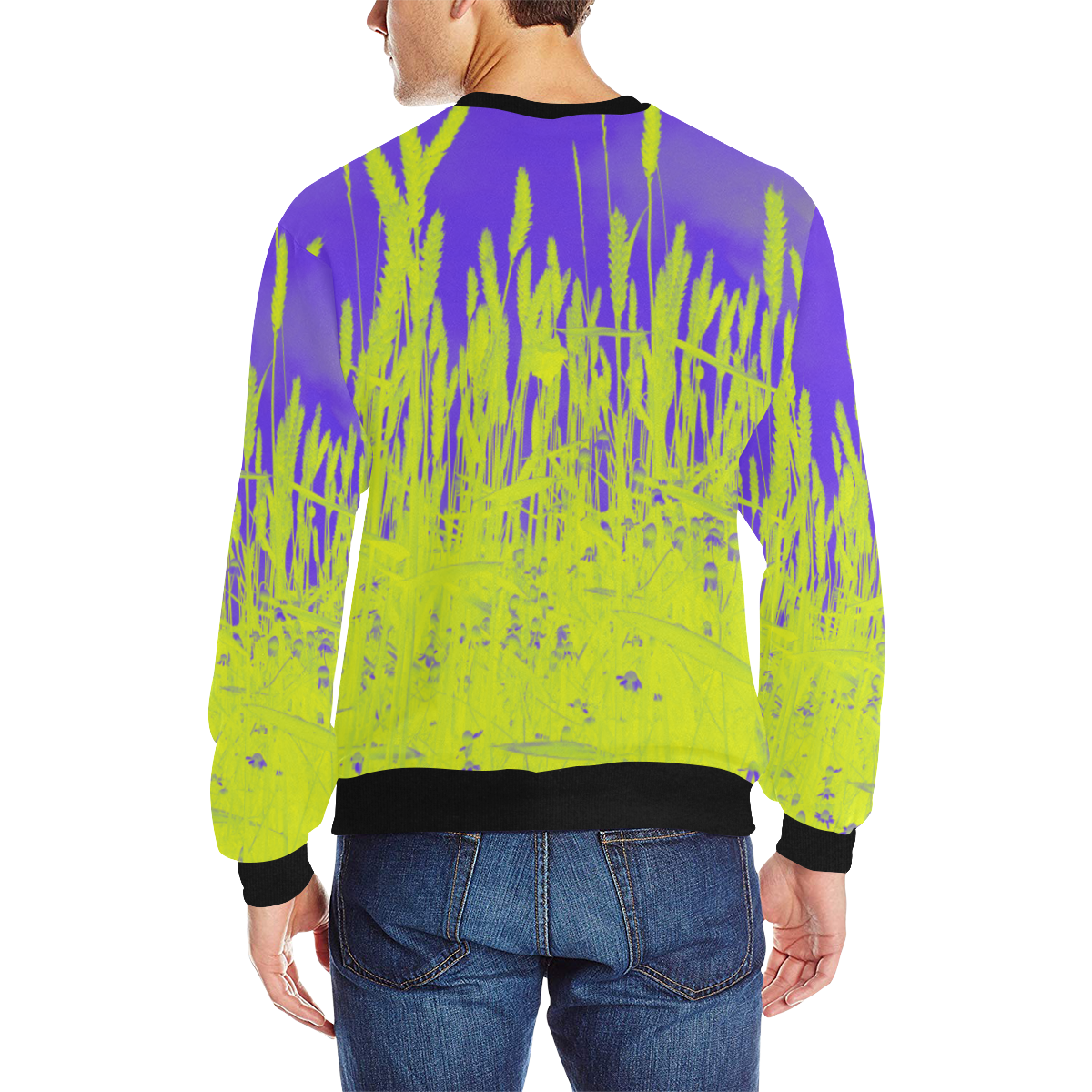 abstract field Men's Rib Cuff Crew Neck Sweatshirt (Model H34)