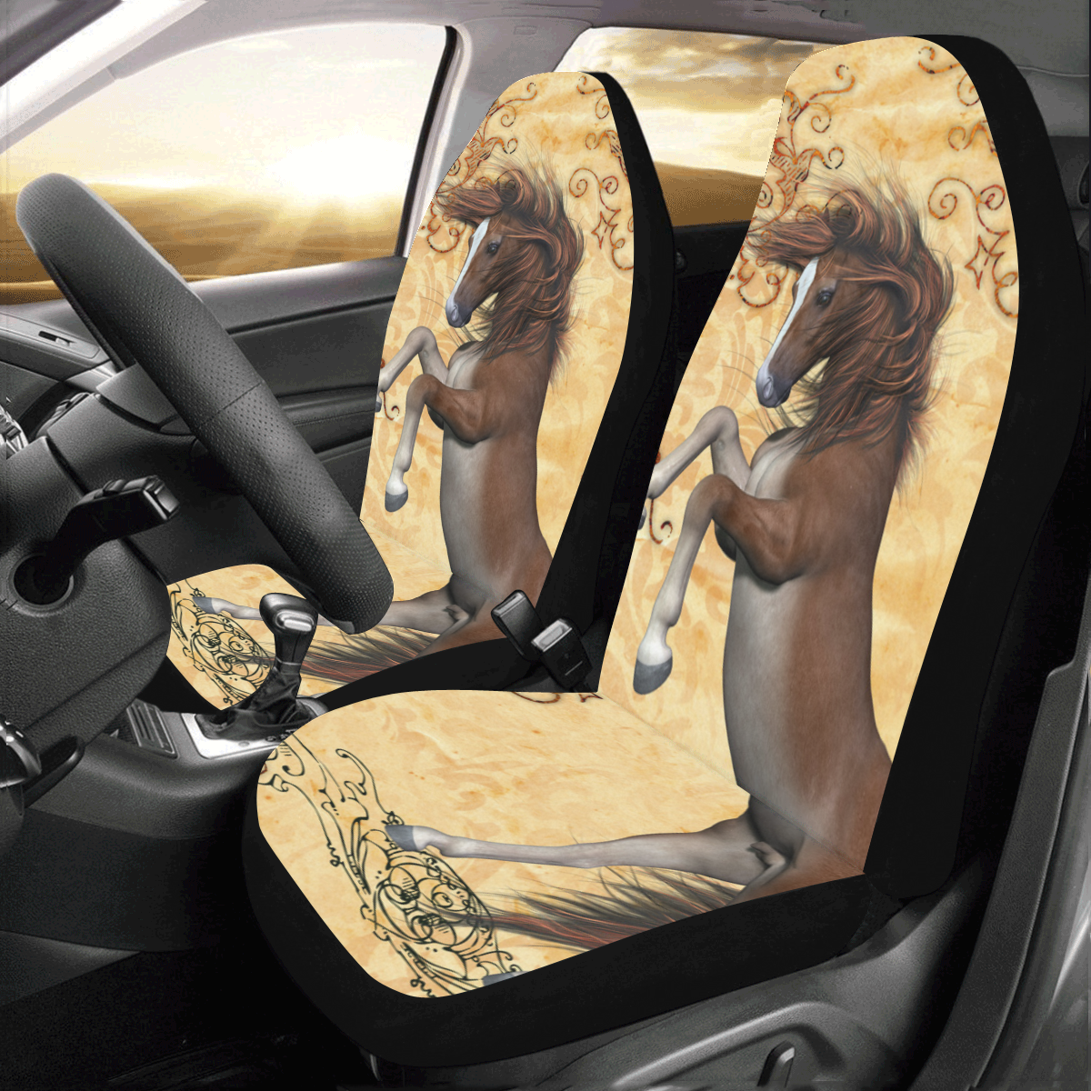 Wonderful brown horse Car Seat Covers (Set of 2)