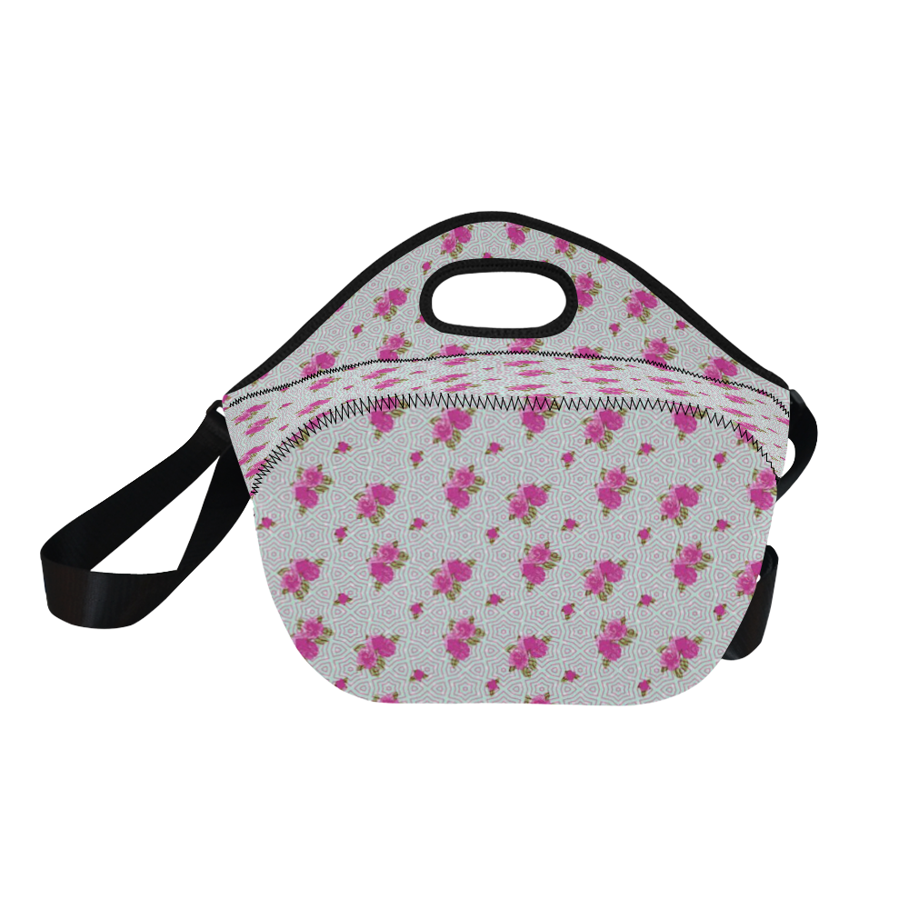 Roses and Pattern 1B by JamColors Neoprene Lunch Bag/Large (Model 1669)