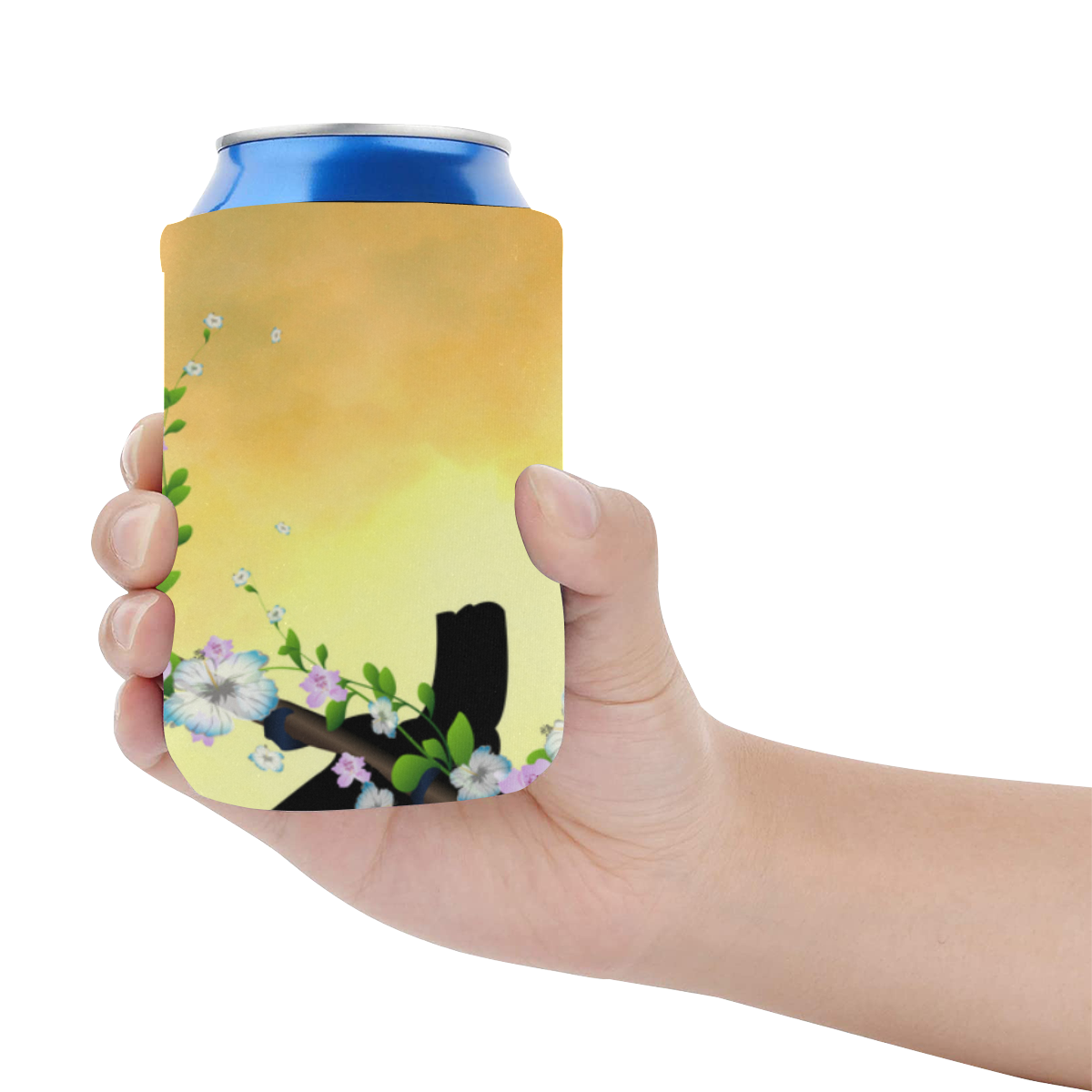 Toucan with flowers Neoprene Can Cooler 4" x 2.7" dia.