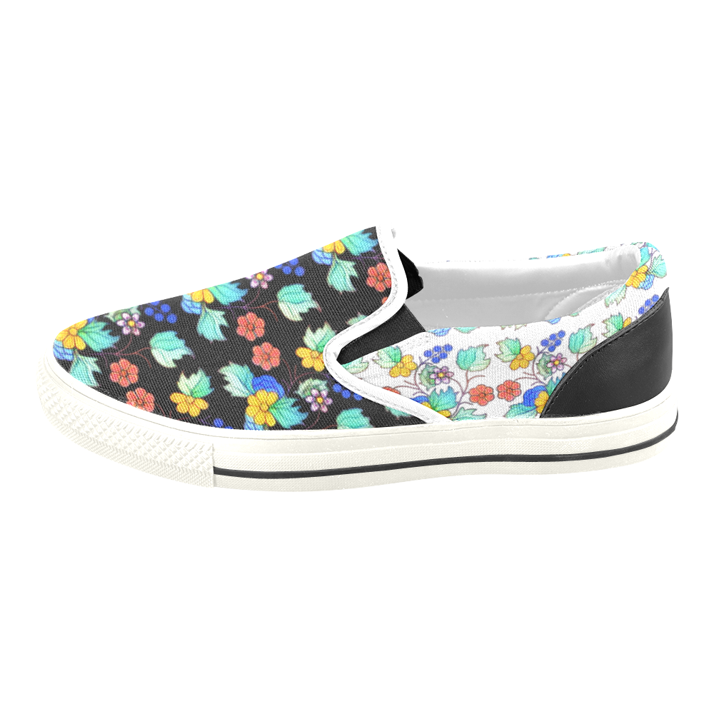 bright floral Men's Slip-on Canvas Shoes (Model 019)