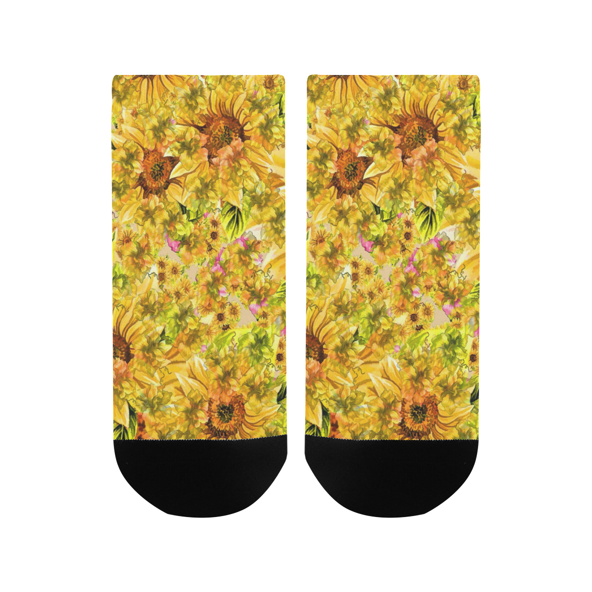 Orange Yellow Sunflowers Men's Ankle Socks