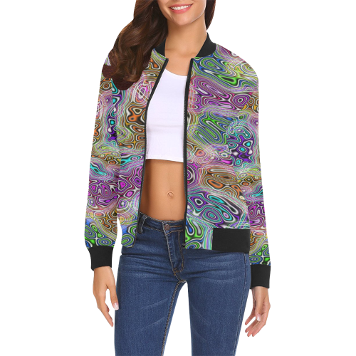 ColorWaves All Over Print Bomber Jacket for Women (Model H19)