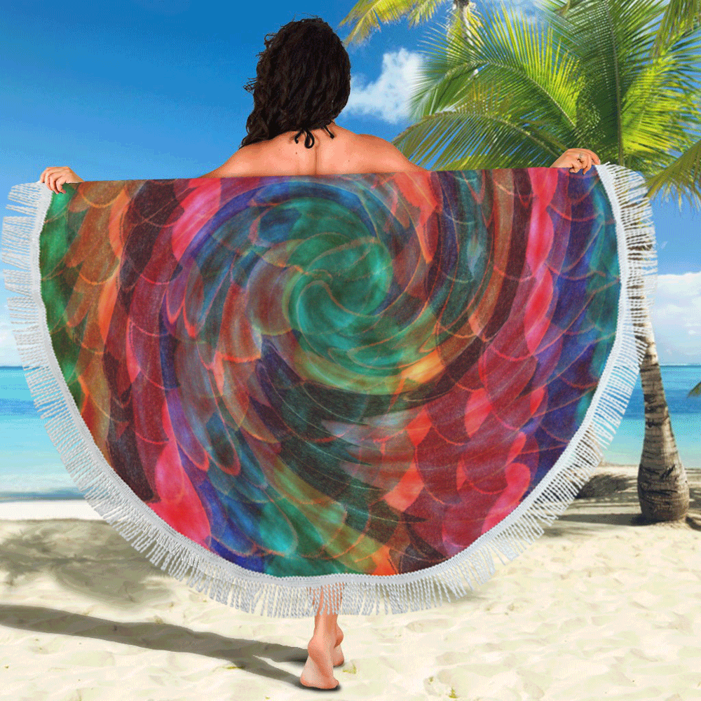 Ray of Twirls Circular Beach Shawl 59"x 59"