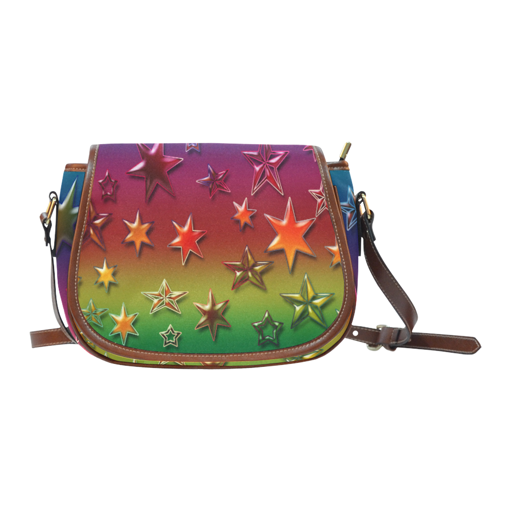 Rainbow Stars Saddle Bag/Small (Model 1649) Full Customization