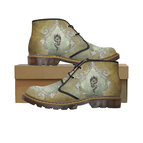 Awesome tribal dragon Women's Canvas Chukka Boots/Large Size (Model 2402-1)