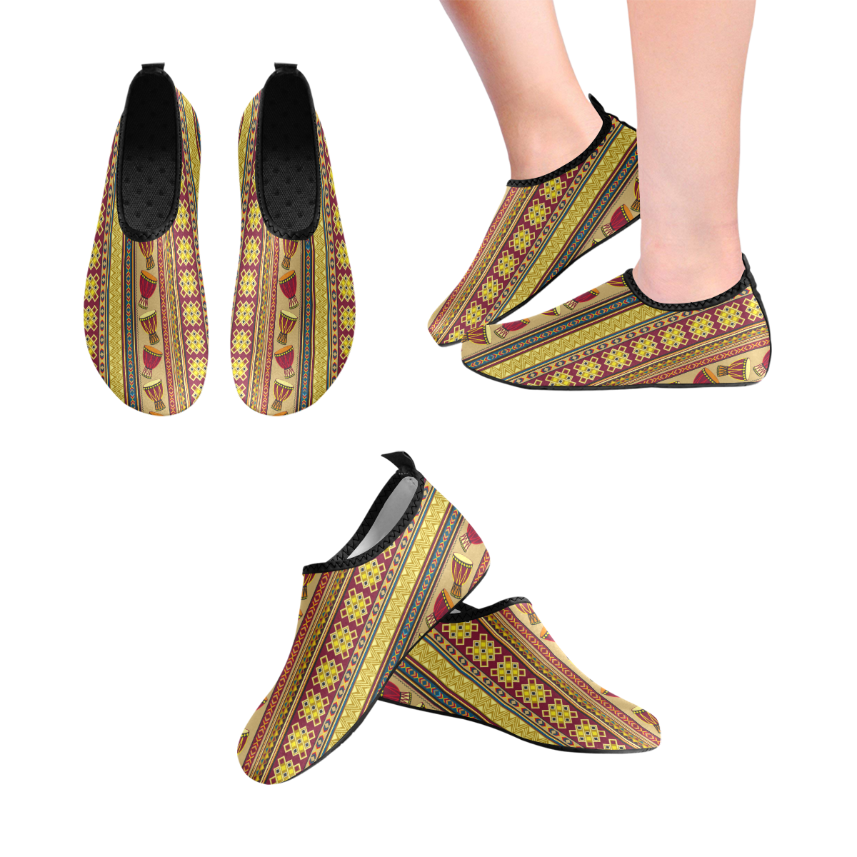 Traditional Africa Border Wallpaper Pattern 4 Women's Slip-On Water Shoes (Model 056)