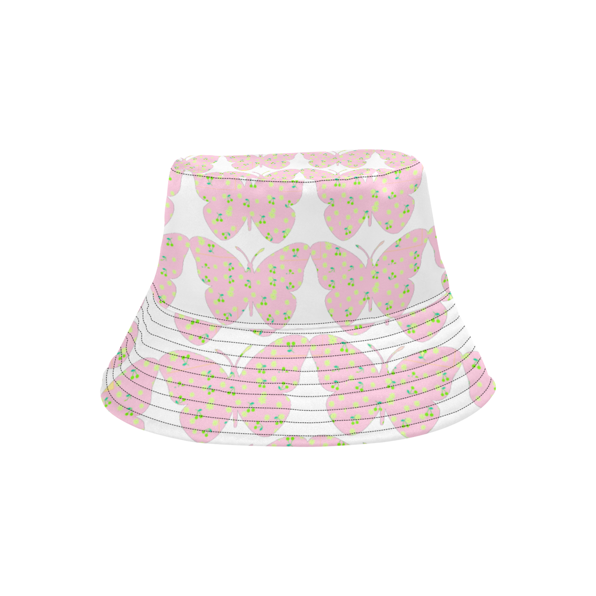 Butterflies Abstract Pale Pink All Over Print Bucket Hat
