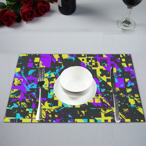 Purple yelllow squares Placemat 12''x18''