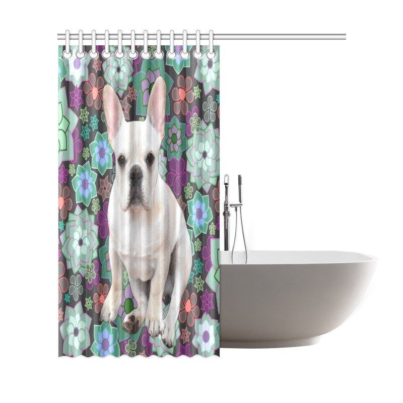 Succulents Frenchie Shower Curtain 69"x72"