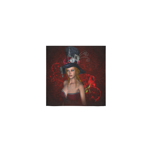 Beautiful steampunk lady, awesome hat Square Towel 13“x13”