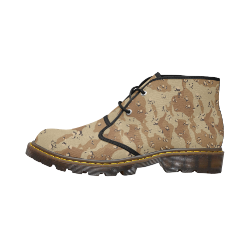 Vintage Desert Brown Camouflage Men's Canvas Chukka Boots (Model 2402-1)