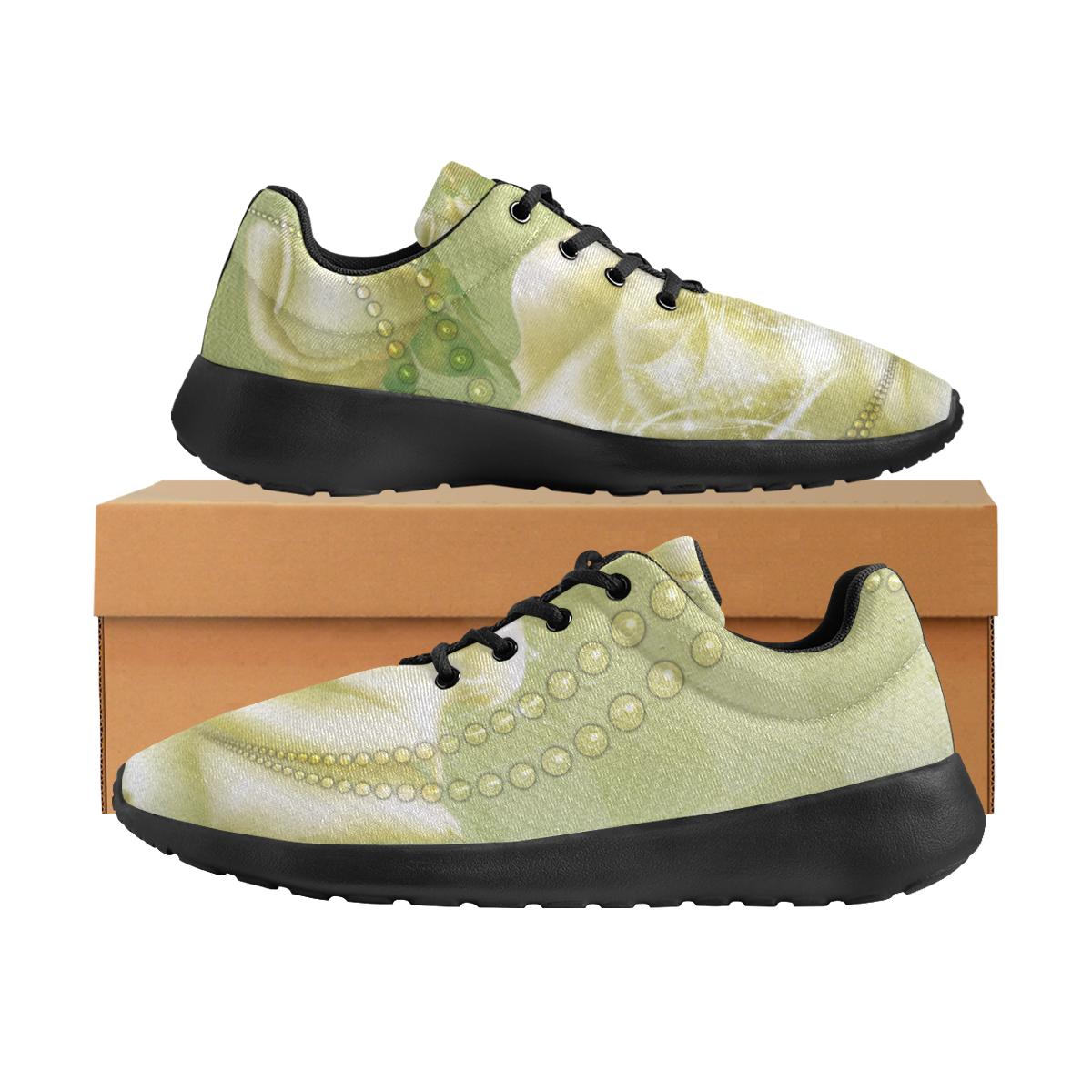 Beautiful soft green roses Women's Athletic Shoes (Model 0200)