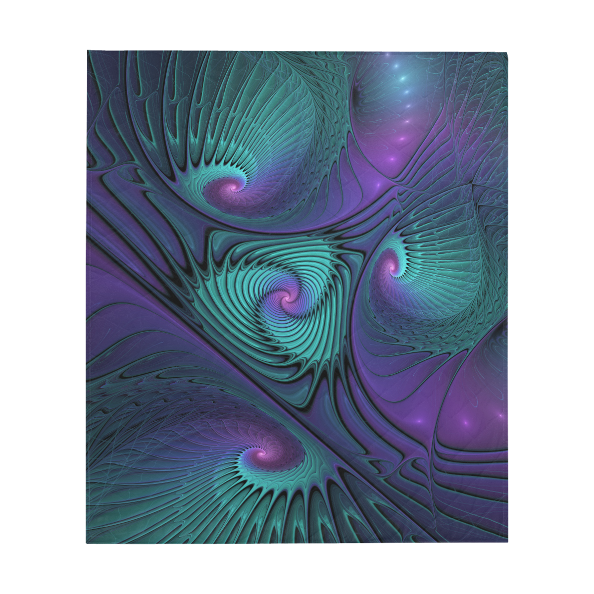 Purple Meets Turquoise Modern Abstract Fractal Art Quilt 60"x70"
