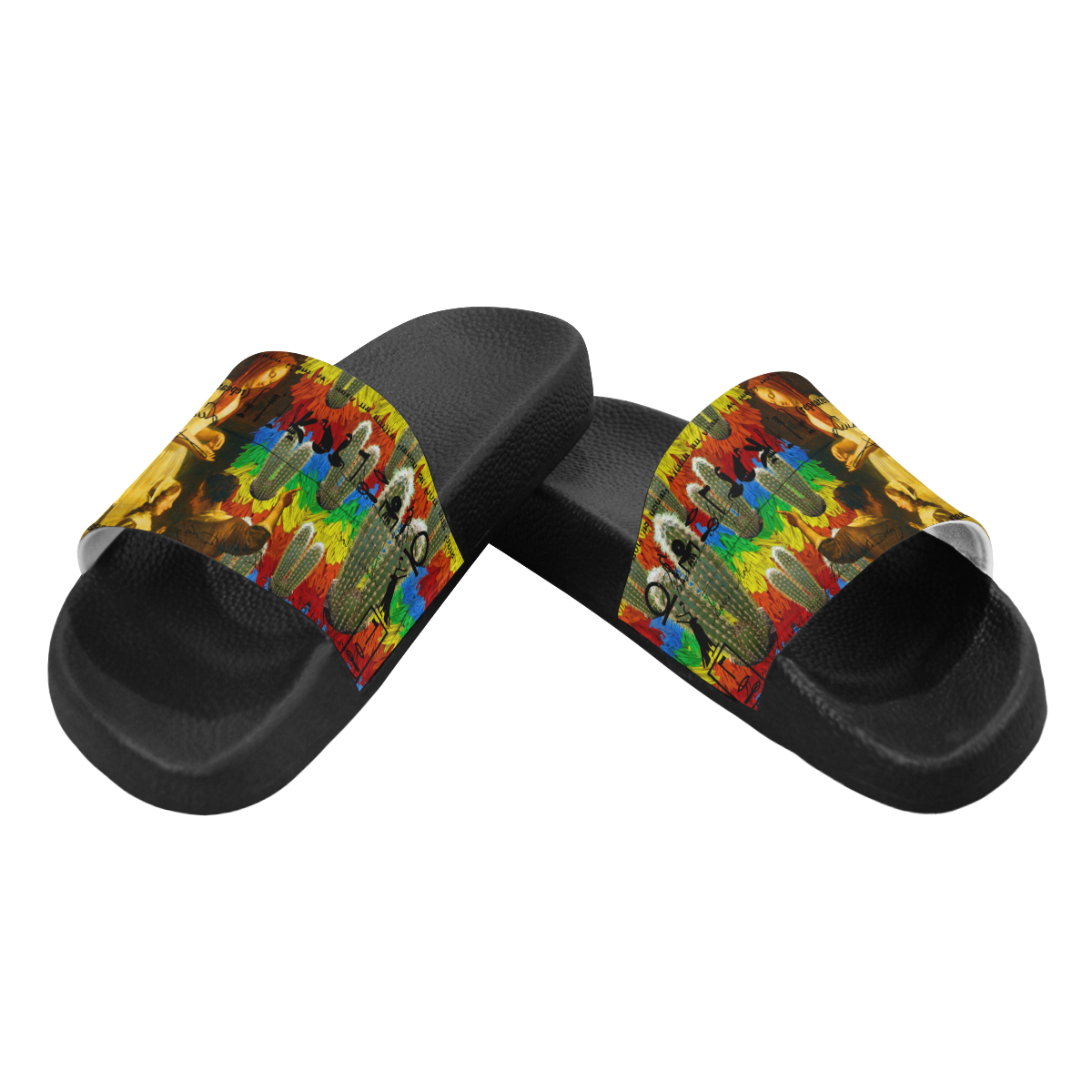AND THIS, IS THE RAINBOW BRUSH CACTUS. II Men's Slide Sandals (Model 057)