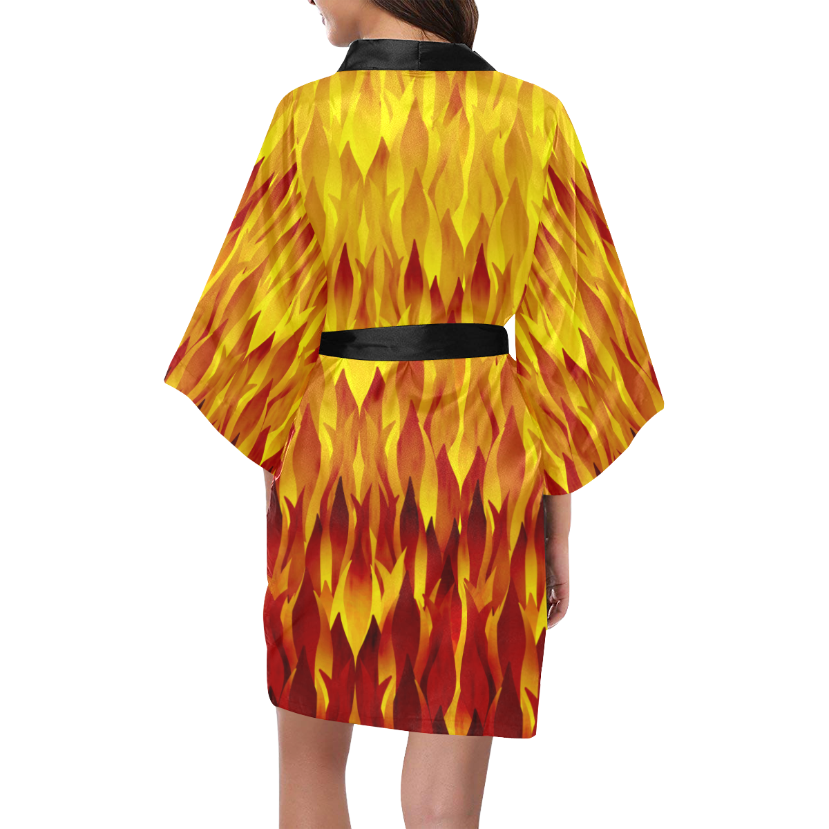 Hot Fire and Flames Illustration Kimono Robe