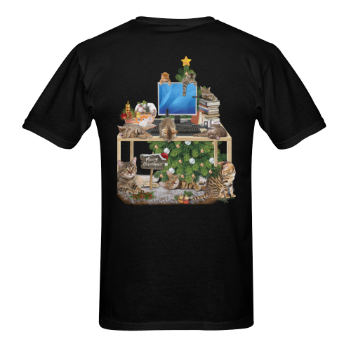 I work from home around cats during chrismas Men's T-Shirt in USA Size (Two Sides Printing)