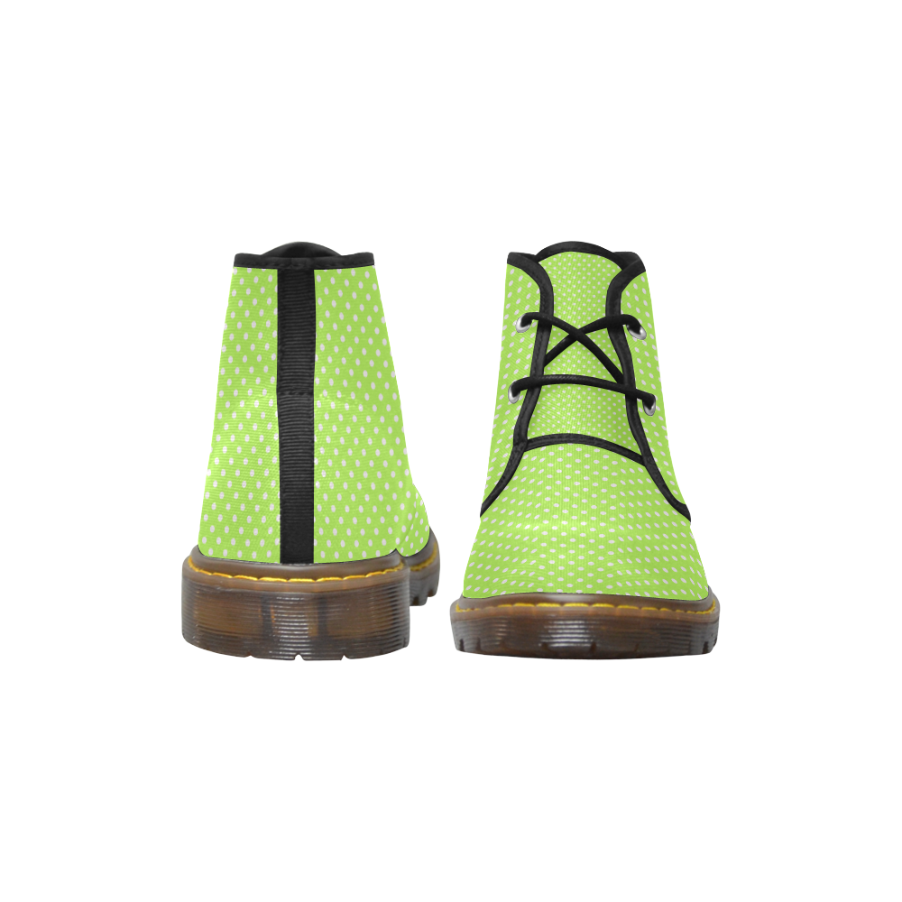 Mint green polka dots Women's Canvas Chukka Boots/Large Size (Model 2402-1)