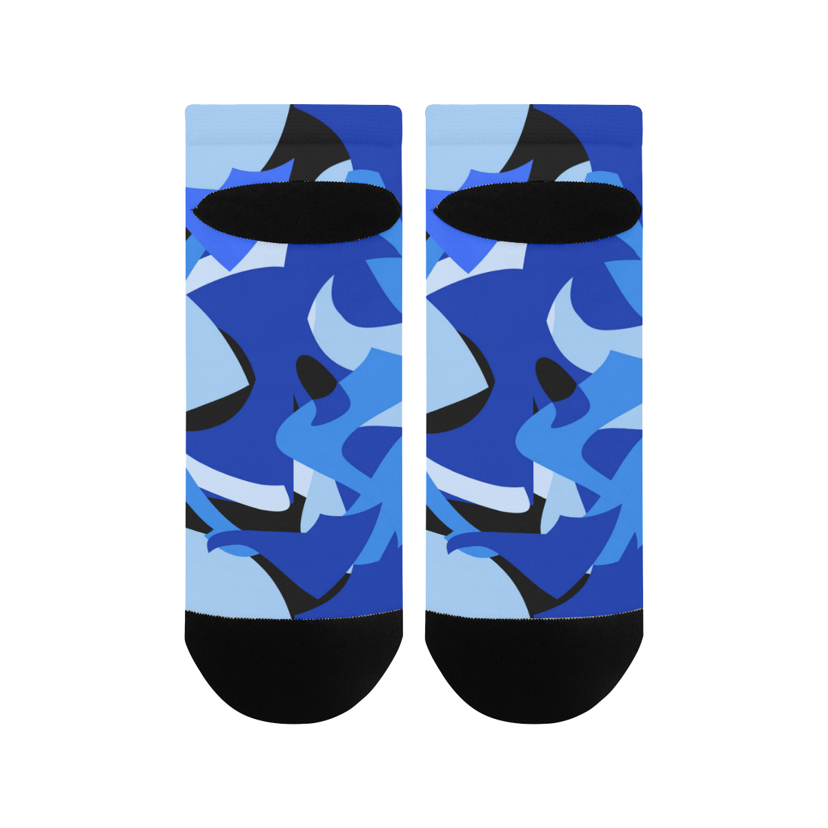 Camouflage Abstract Blue and Black Women's Ankle Socks