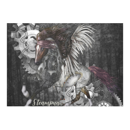 Aweswome steampunk horse with wings Cotton Linen Tablecloth 60"x 84"