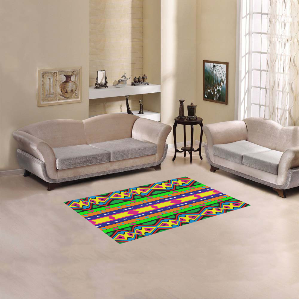 Distorted colorful shapes and stripes Area Rug 2'7"x 1'8‘’