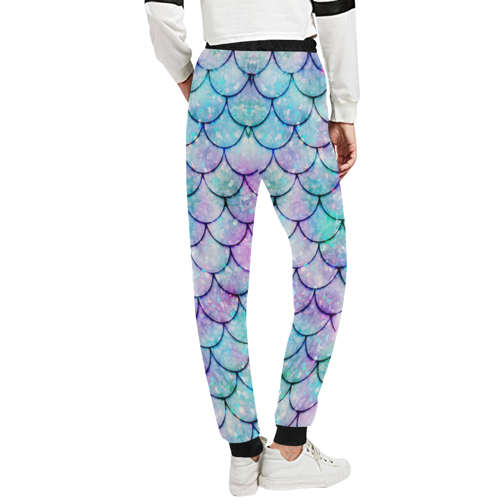 Mermaid SCALES light blue and purple Unisex All Over Print Sweatpants (Model L11)