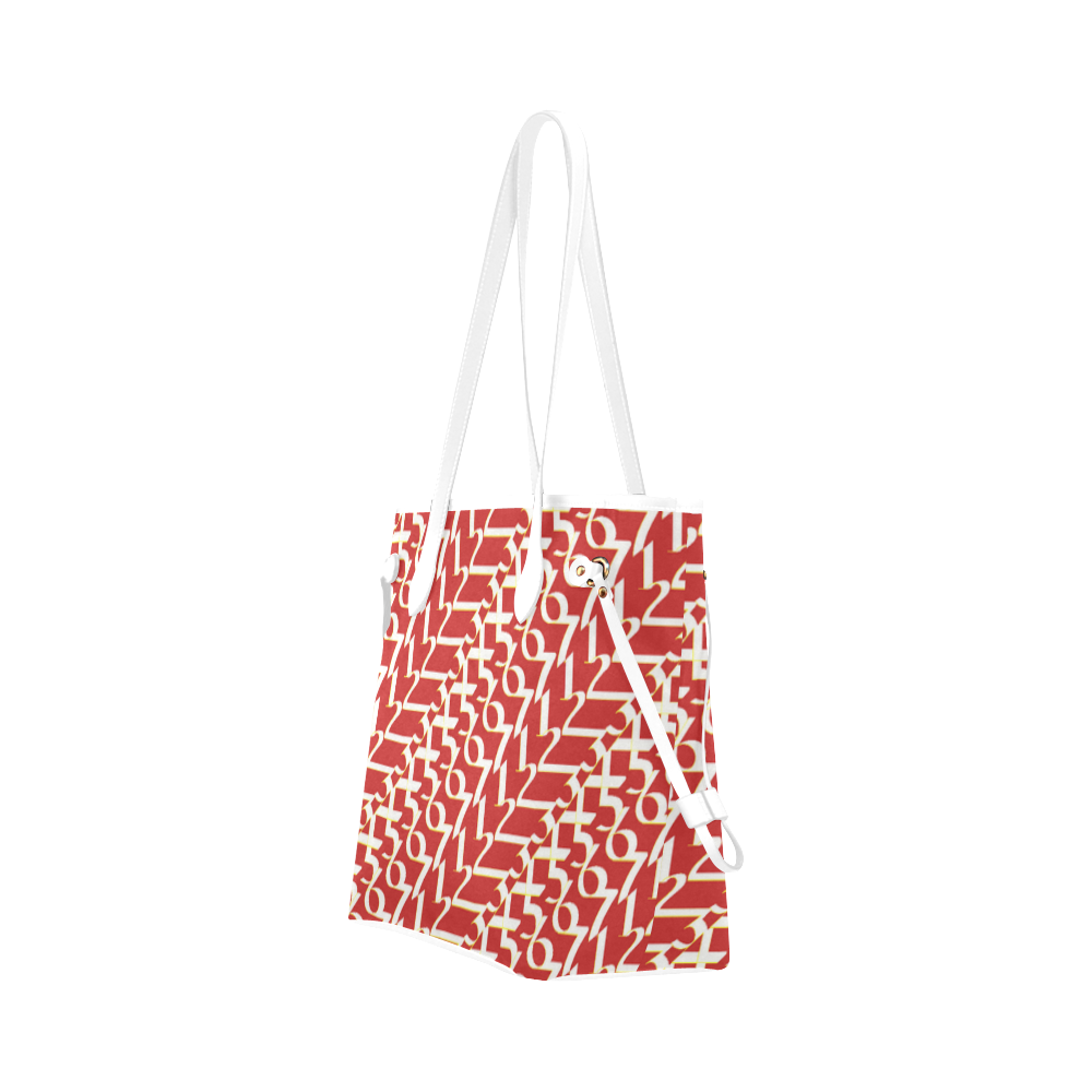 NUMBERS Collection 1234567 Lava Red/White Clover Canvas Tote Bag (Model 1661)