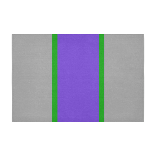 Purple, Gray and Green Stripes Cotton Linen Tablecloth 60" x 90"