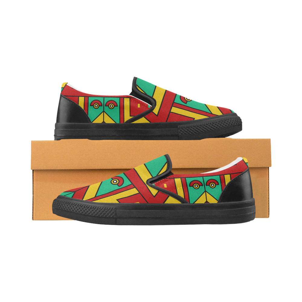 Aztec Spiritual Tribal Men's Slip-on Canvas Shoes (Model 019)