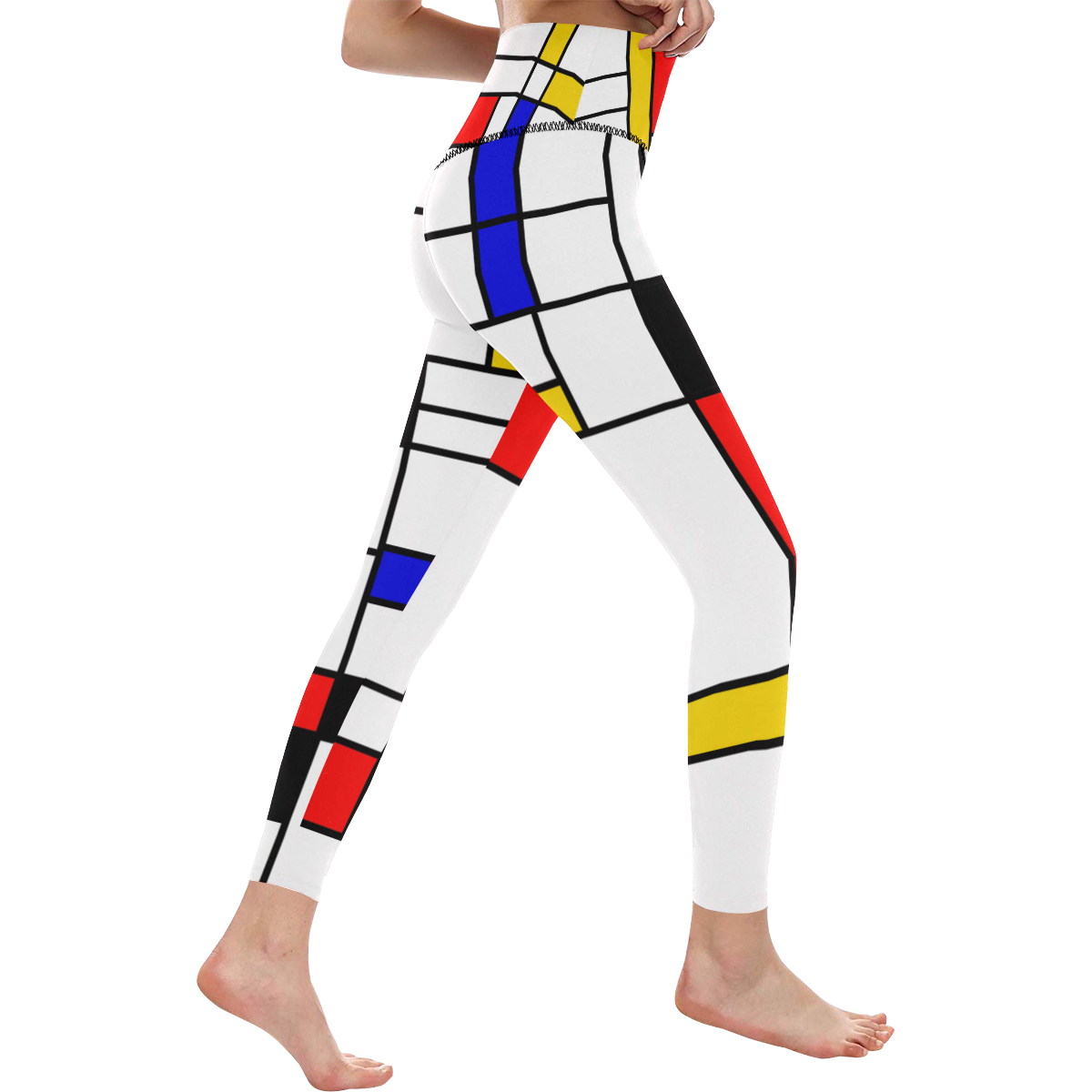Bauhouse Composition Mondrian Style Women's All Over Print High-Waisted Leggings (Model L36)
