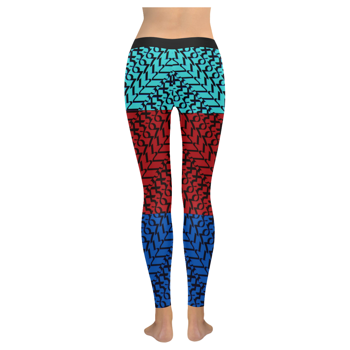 NUMBERS Collection 1234567 Multi color Women's Low Rise Leggings (Invisible Stitch) (Model L05)