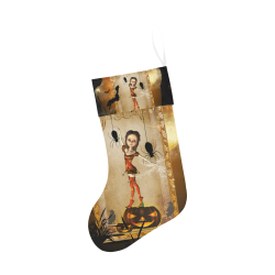 Halloween, cute girl with spiders and pumpkin Christmas Stocking