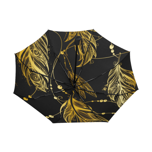 Gold Feathers Anti-UV Auto-Foldable Umbrella (Underside Printing) (U06)